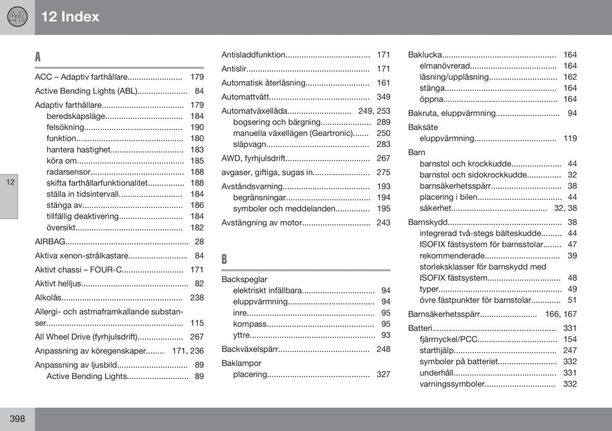 Volvo XC60 I 1 FL instruktionsbok / page 400