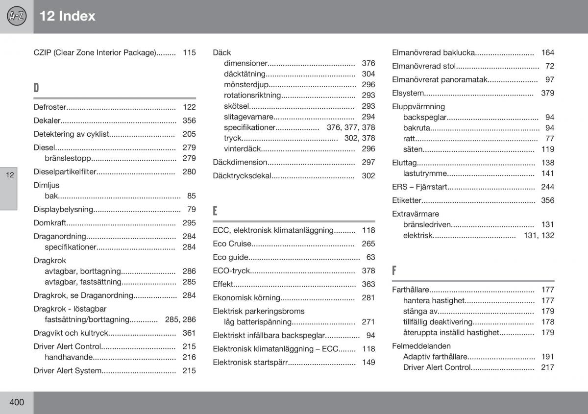 Volvo XC60 I 1 FL instruktionsbok / page 402