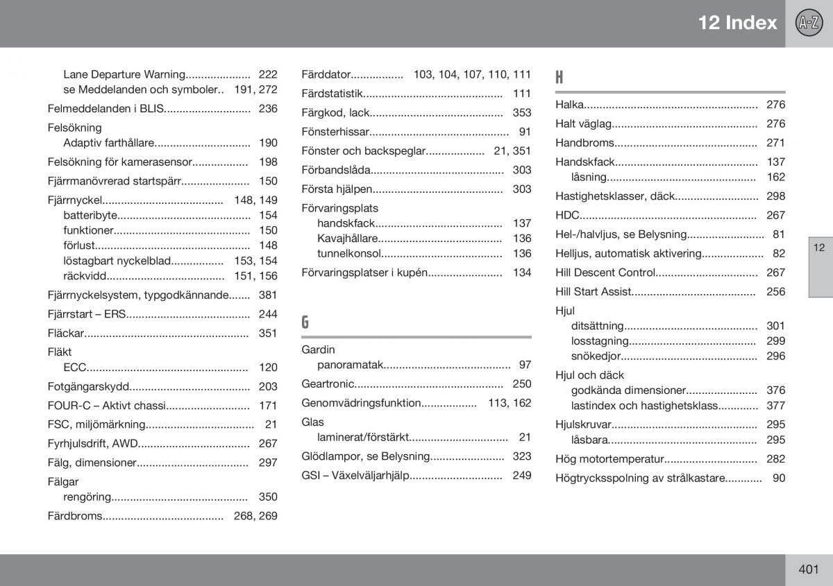 Volvo XC60 I 1 FL instruktionsbok / page 403