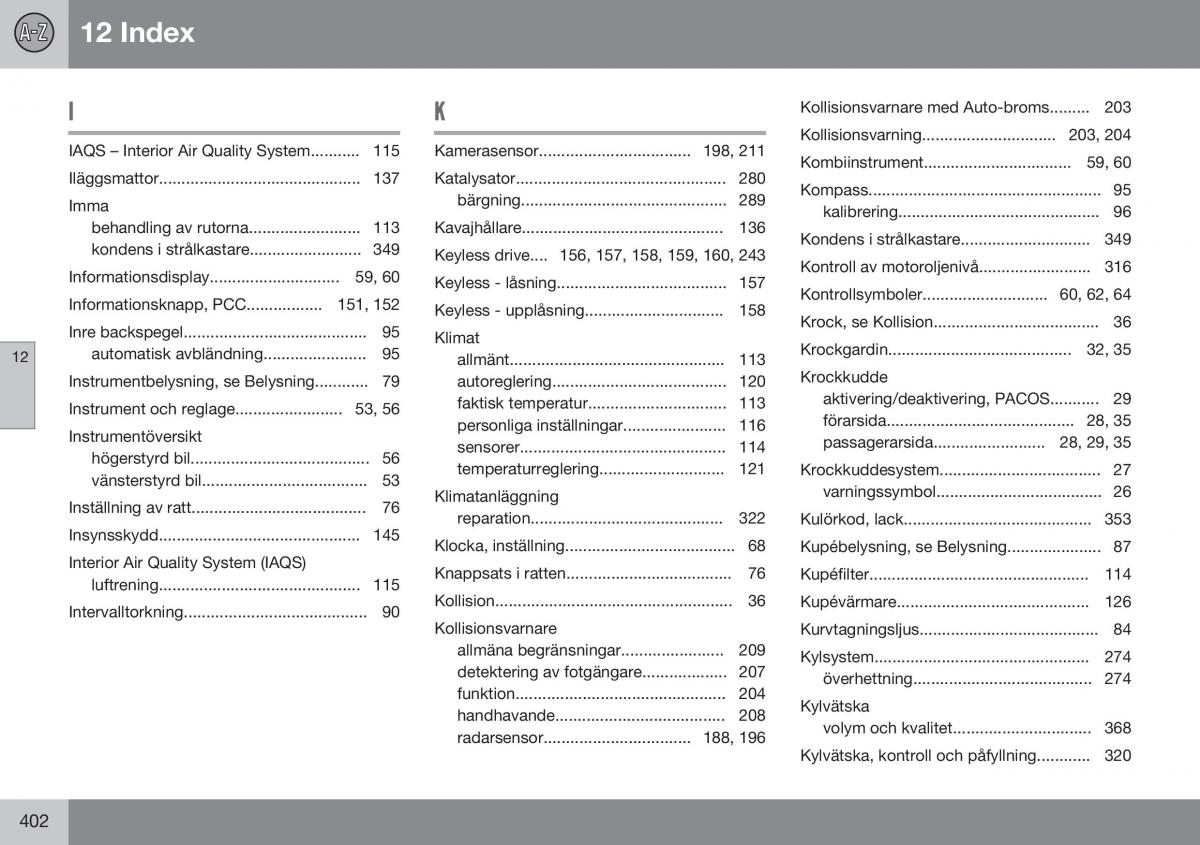 Volvo XC60 I 1 FL instruktionsbok / page 404