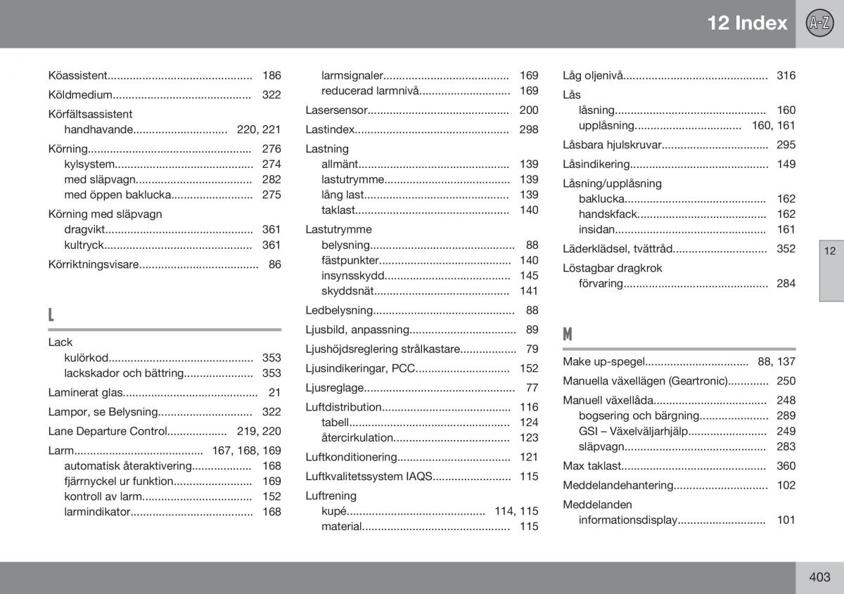 Volvo XC60 I 1 FL instruktionsbok / page 405