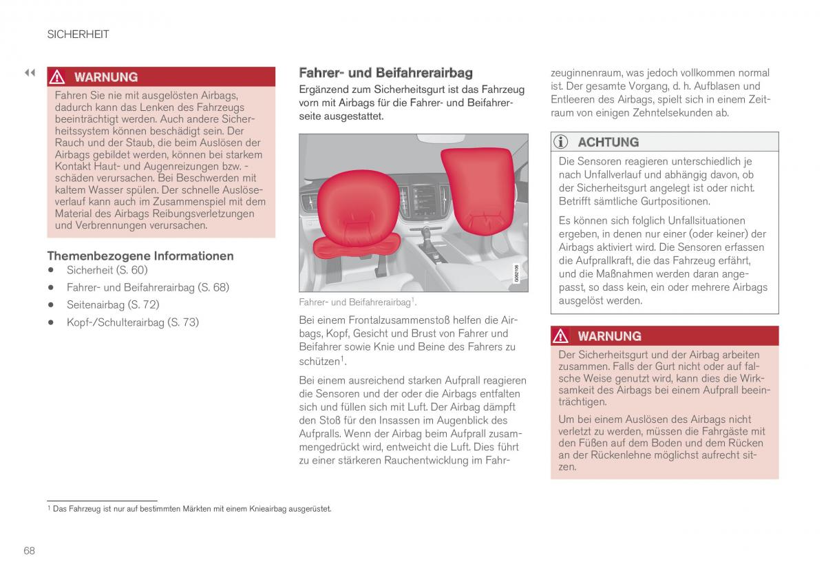 Volvo XC60 II 2 Handbuch / page 70