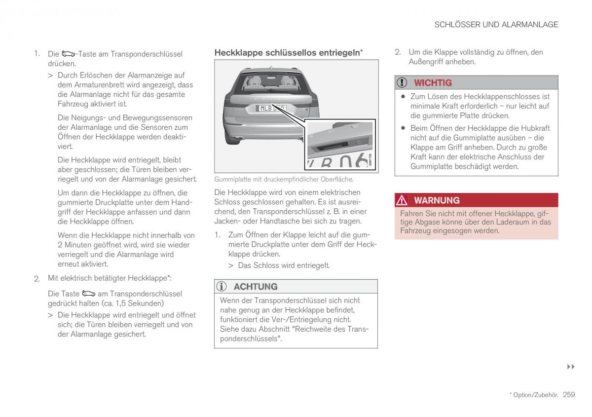 Volvo XC60 II 2 Handbuch / page 261