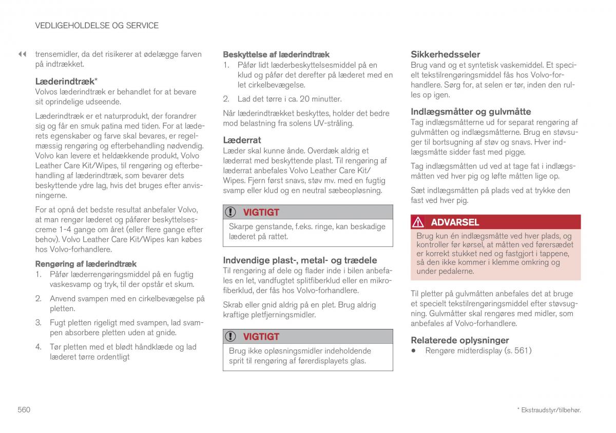 Volvo XC60 II 2 Bilens instruktionsbog / page 562