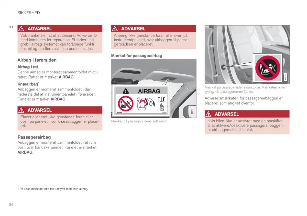 Volvo XC60 II 2 Bilens instruktionsbog / page 66