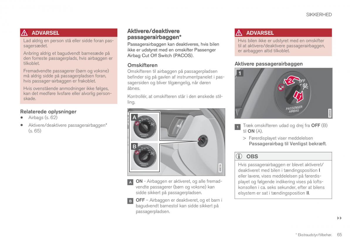 Volvo XC60 II 2 Bilens instruktionsbog / page 67