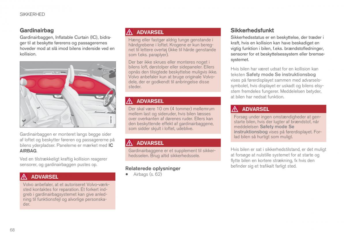 Volvo XC60 II 2 Bilens instruktionsbog / page 70