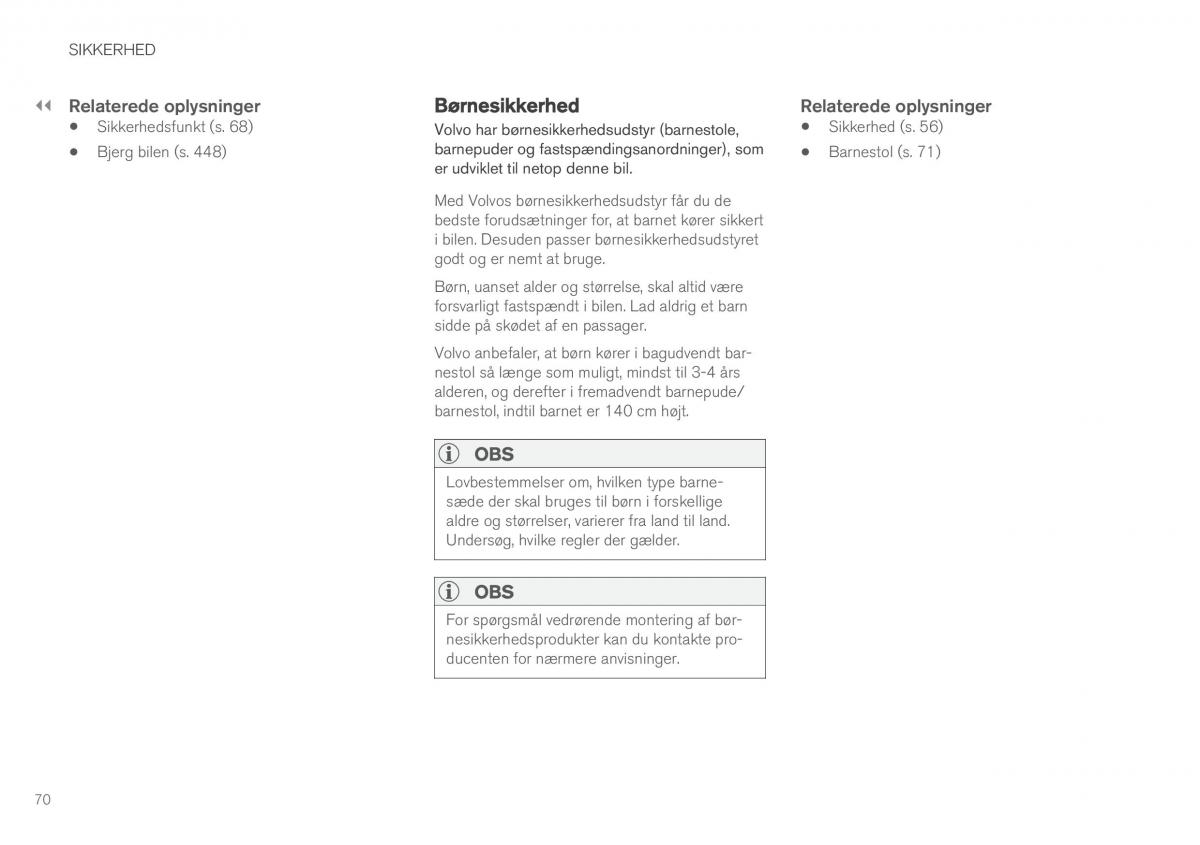 Volvo XC60 II 2 Bilens instruktionsbog / page 72