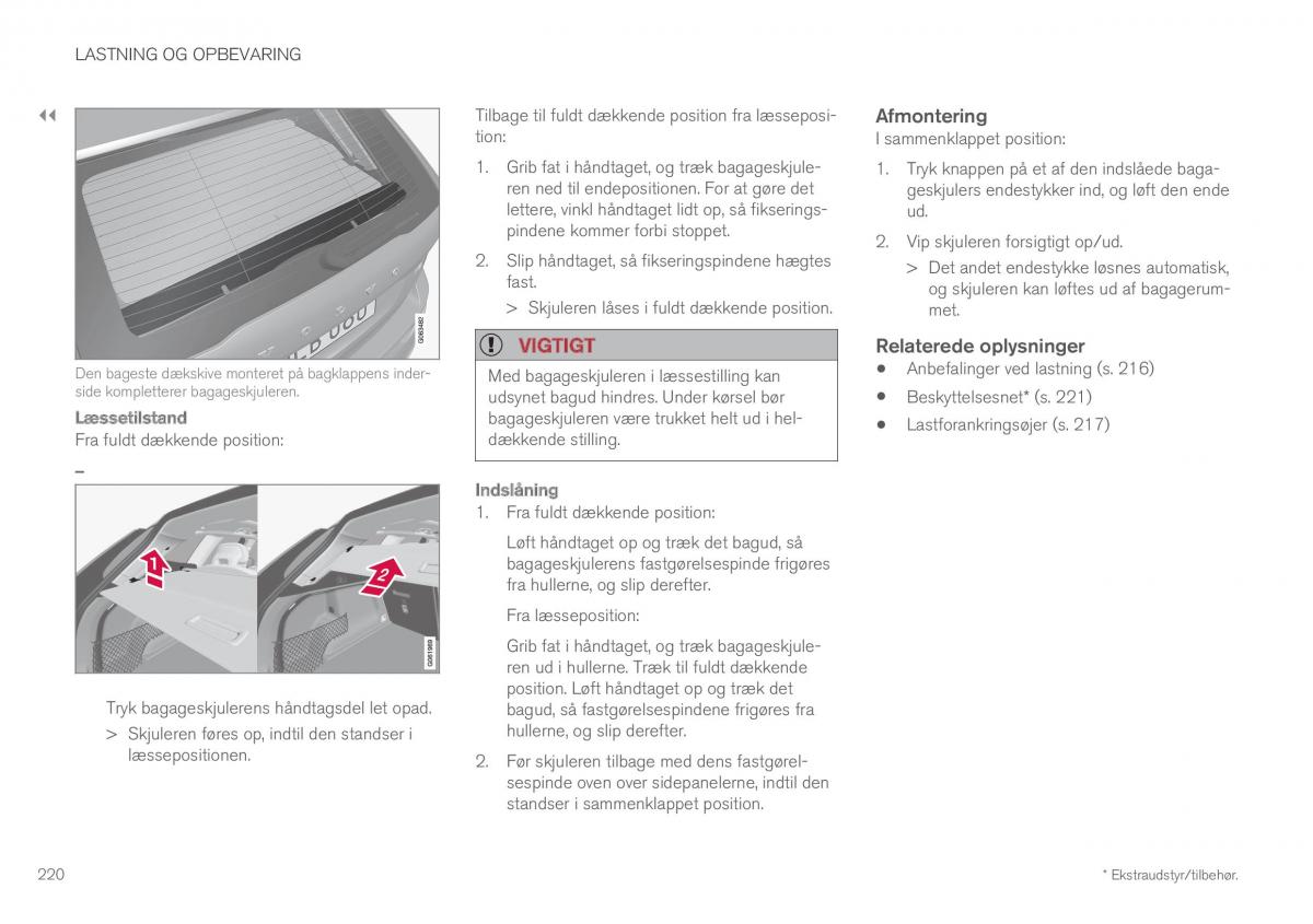 Volvo XC60 II 2 Bilens instruktionsbog / page 222