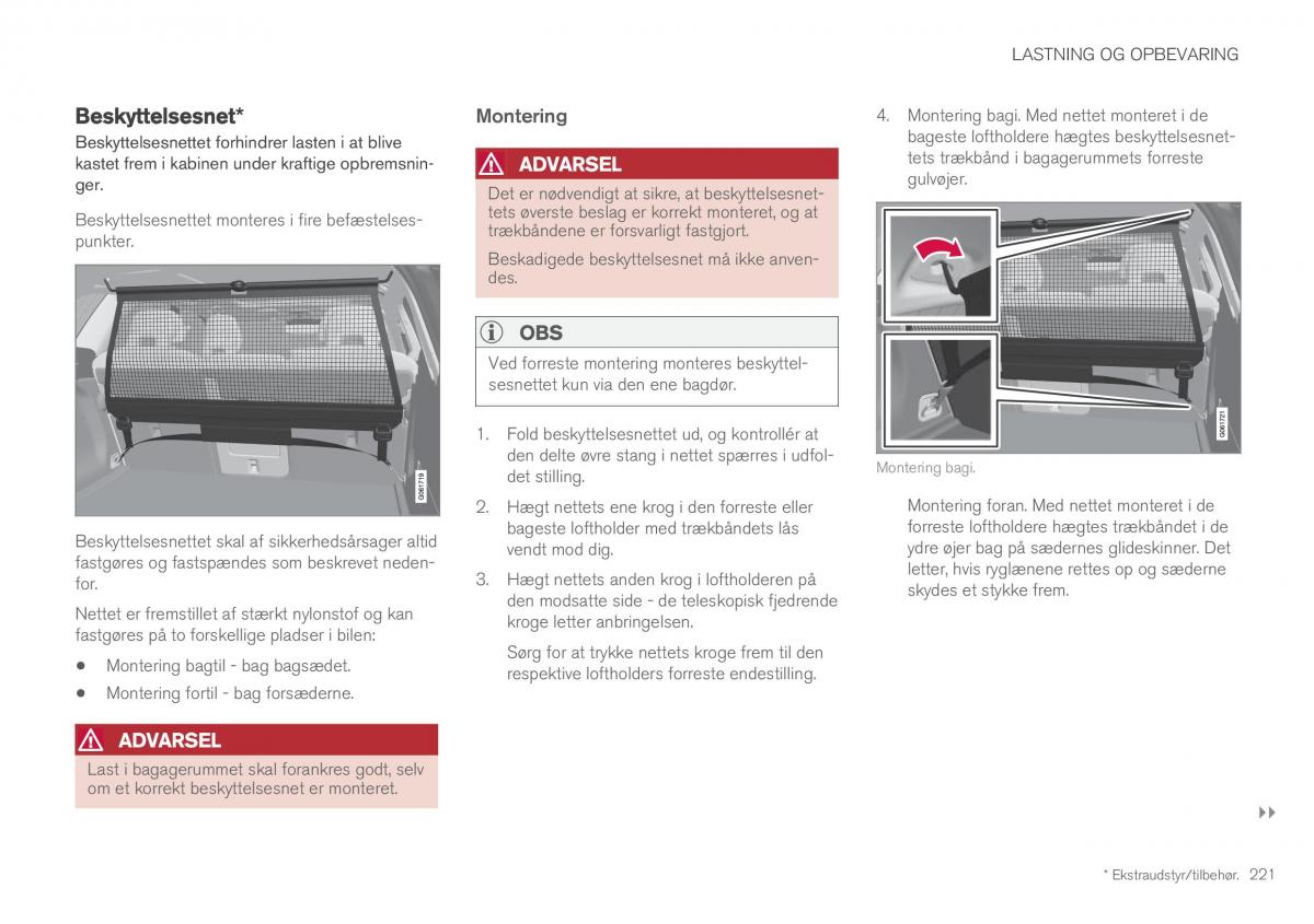 Volvo XC60 II 2 Bilens instruktionsbog / page 223