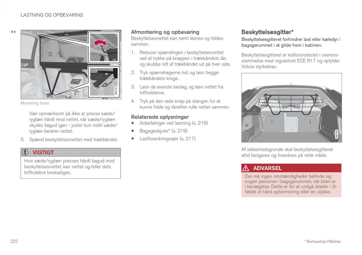 Volvo XC60 II 2 Bilens instruktionsbog / page 224