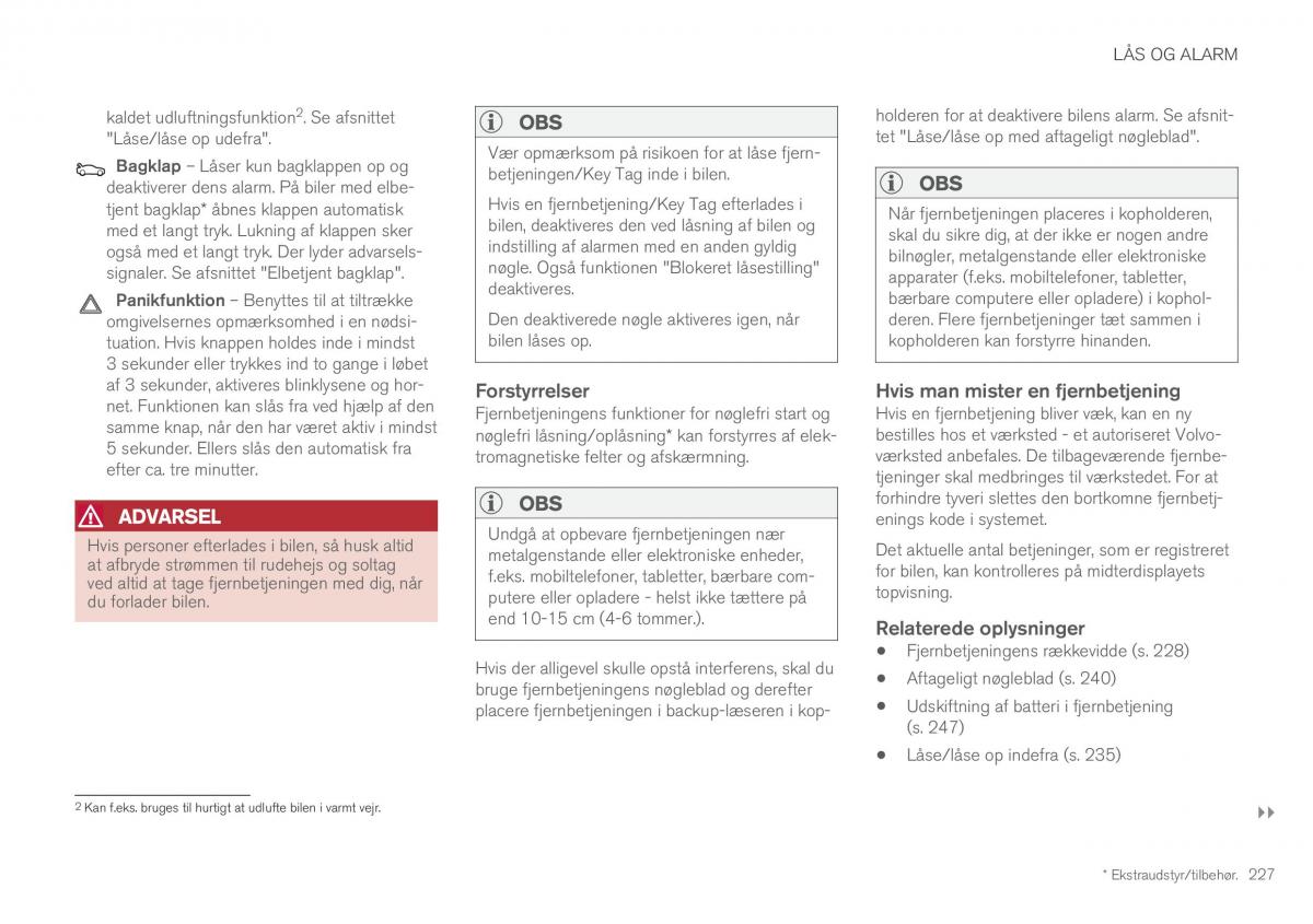 Volvo XC60 II 2 Bilens instruktionsbog / page 229