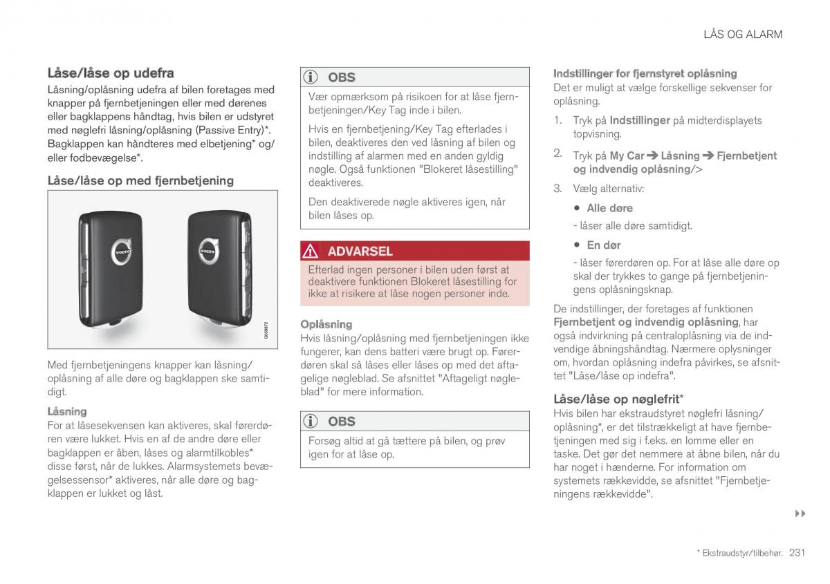 Volvo XC60 II 2 Bilens instruktionsbog / page 233