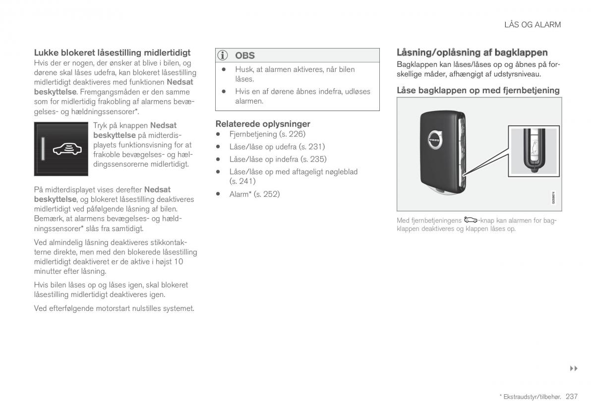 Volvo XC60 II 2 Bilens instruktionsbog / page 239