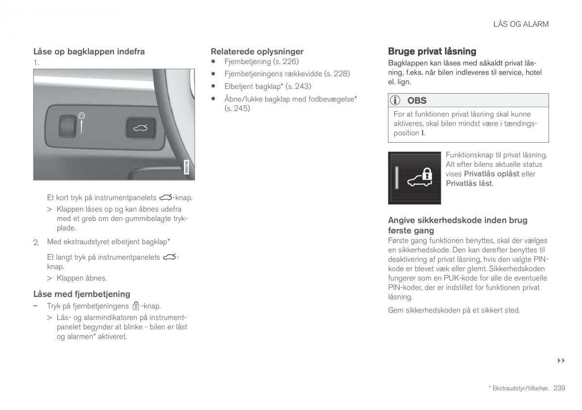 Volvo XC60 II 2 Bilens instruktionsbog / page 241