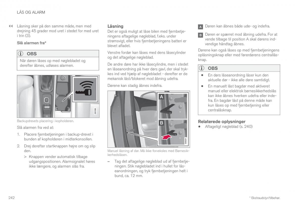 Volvo XC60 II 2 Bilens instruktionsbog / page 244