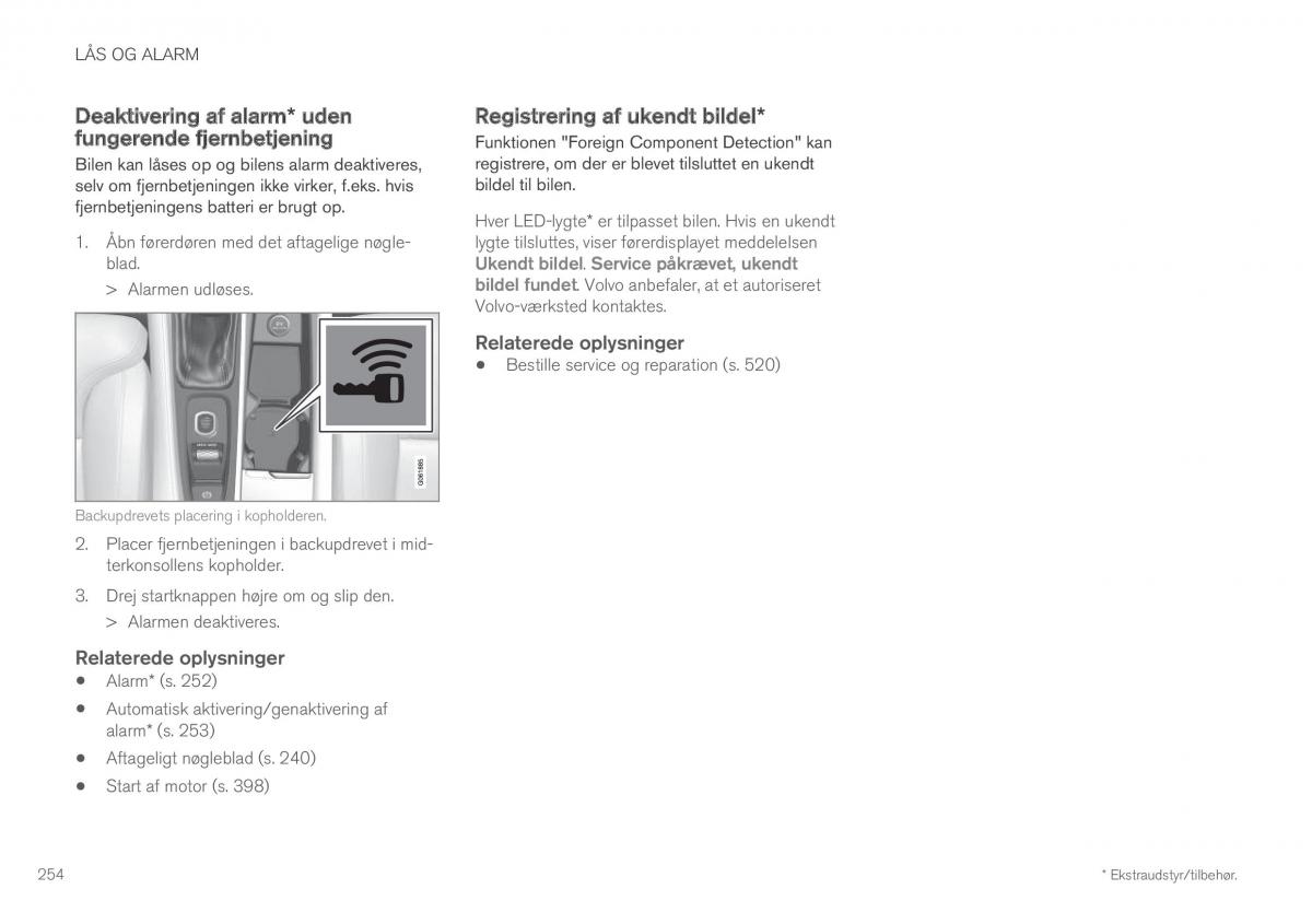 Volvo XC60 II 2 Bilens instruktionsbog / page 256