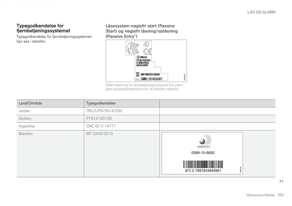 Volvo XC60 II 2 Bilens instruktionsbog / page 257