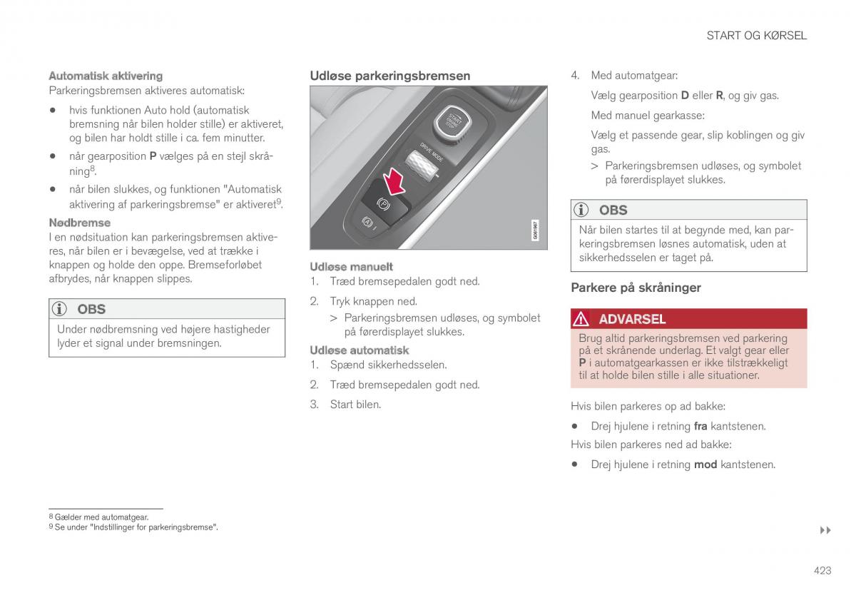 Volvo XC60 II 2 Bilens instruktionsbog / page 425