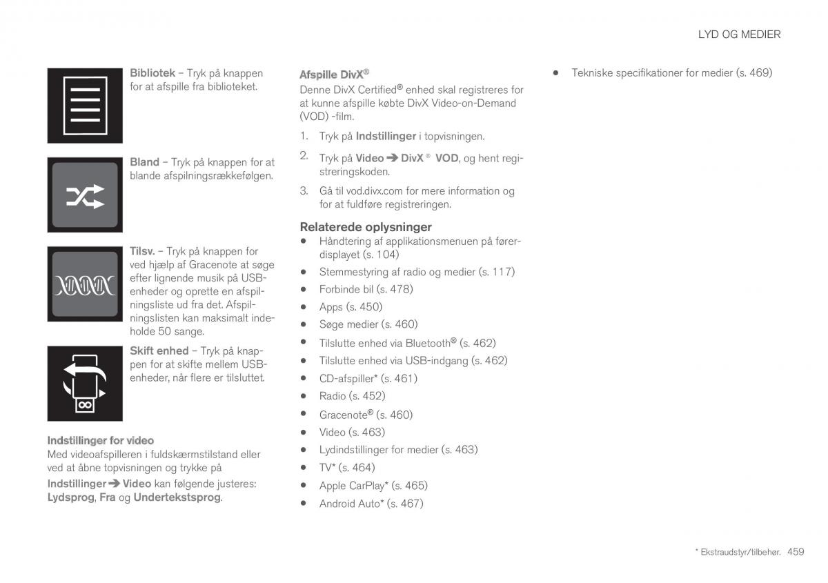 Volvo XC60 II 2 Bilens instruktionsbog / page 461