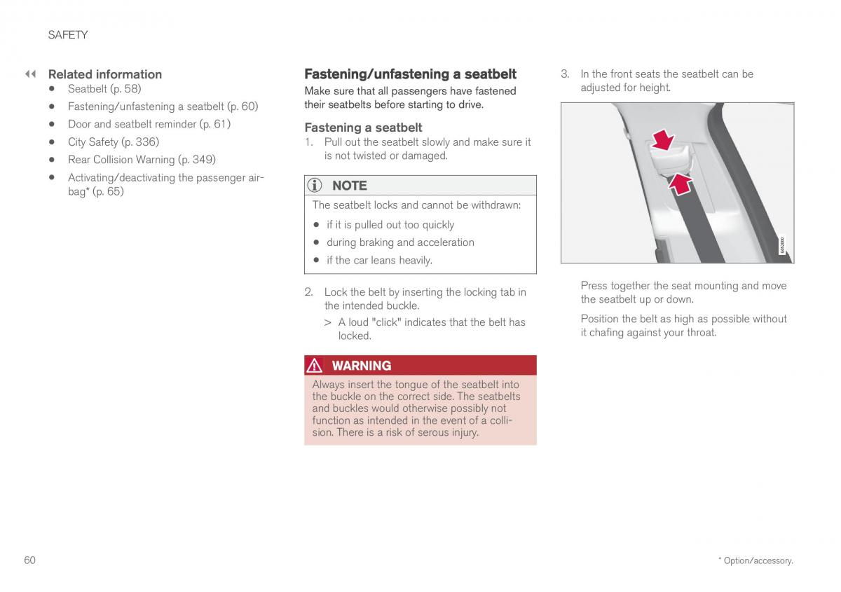 Volvo XC60 II 2 owners manual / page 62