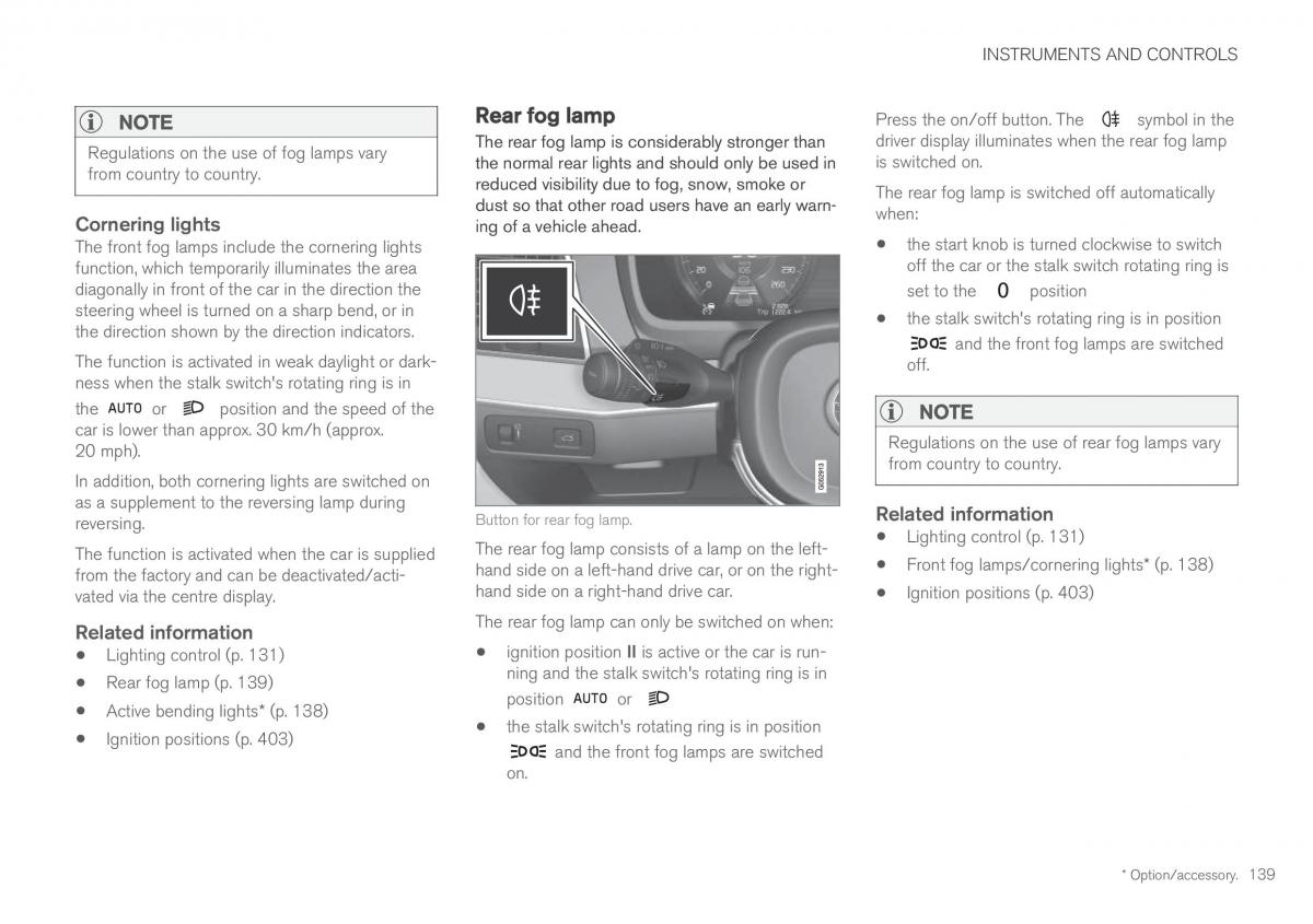 Volvo XC60 II 2 owners manual / page 141