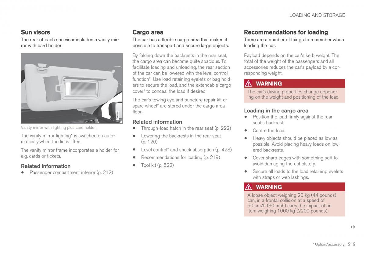 Volvo XC60 II 2 owners manual / page 221