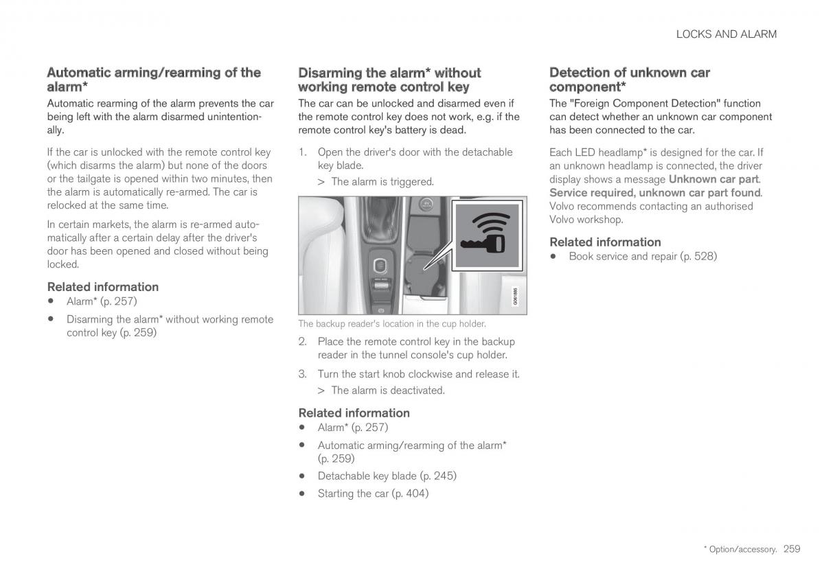 Volvo XC60 II 2 owners manual / page 261