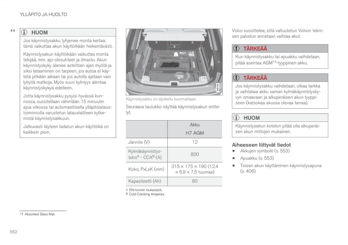 Volvo XC60 II 2 omistajan kasikirja / page 554