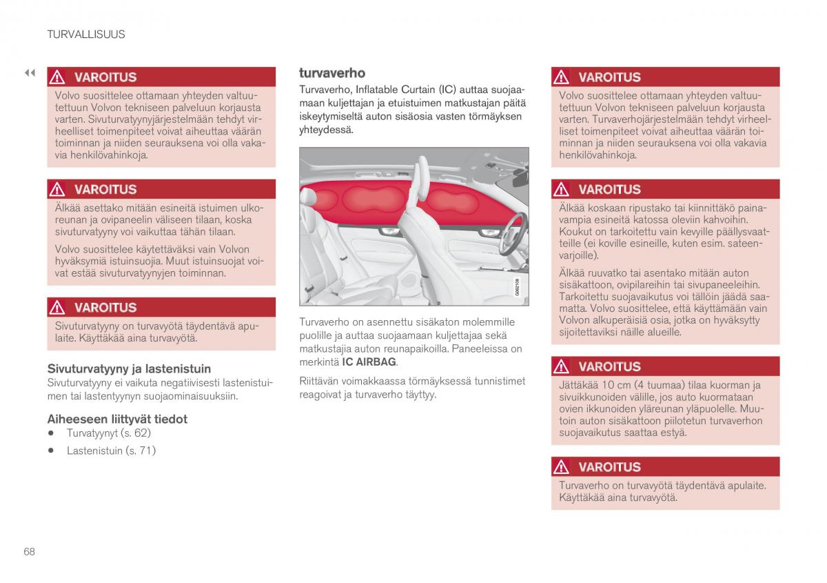 Volvo XC60 II 2 omistajan kasikirja / page 70