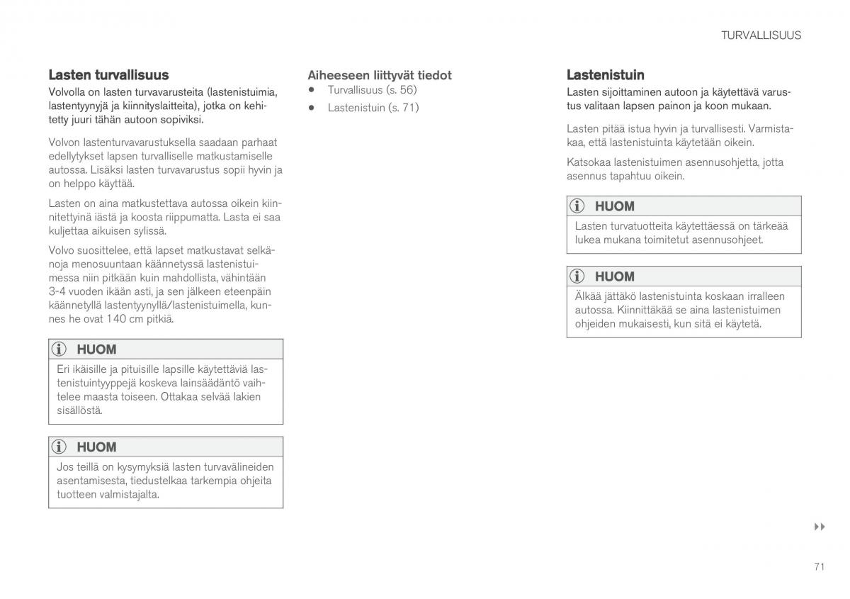 Volvo XC60 II 2 omistajan kasikirja / page 73
