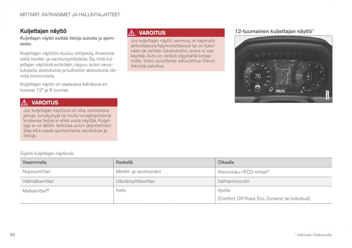 Volvo XC60 II 2 omistajan kasikirja / page 90