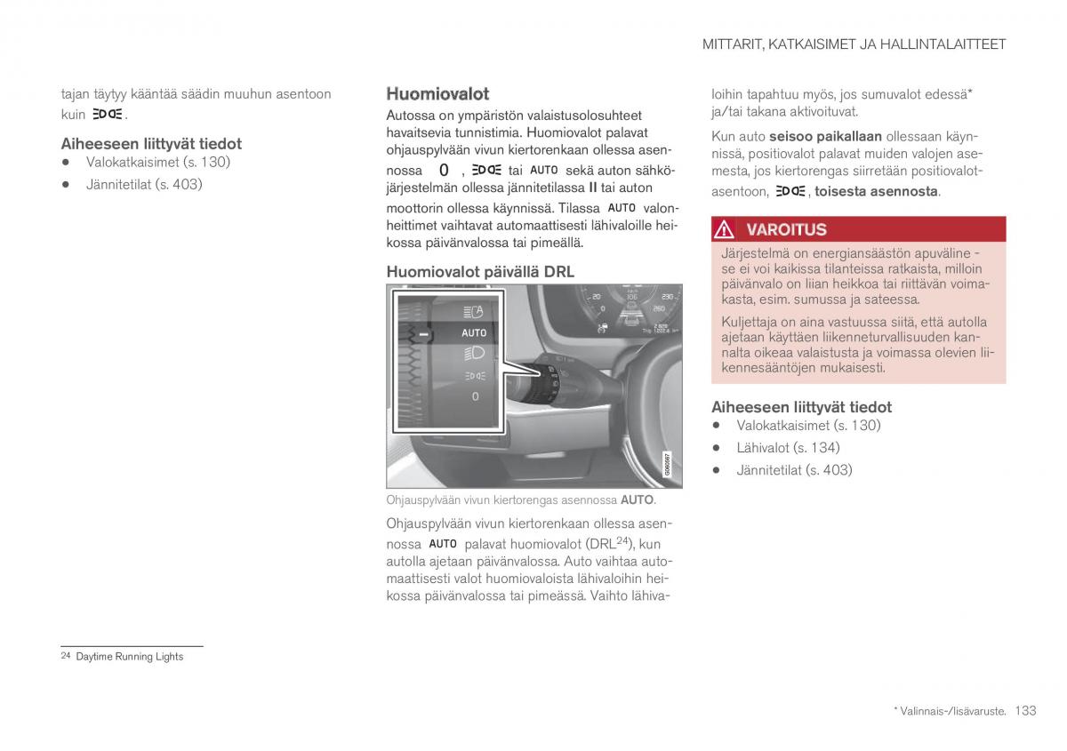 Volvo XC60 II 2 omistajan kasikirja / page 135