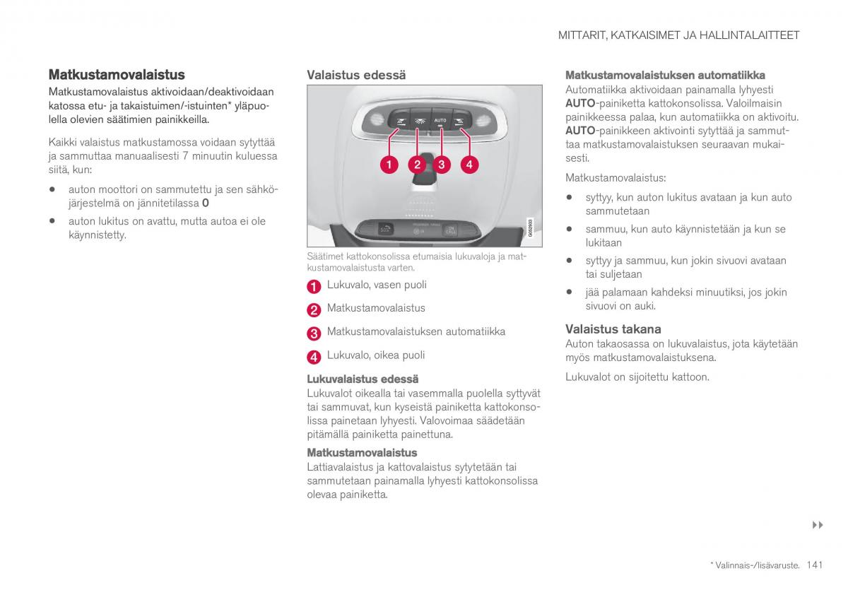 Volvo XC60 II 2 omistajan kasikirja / page 143