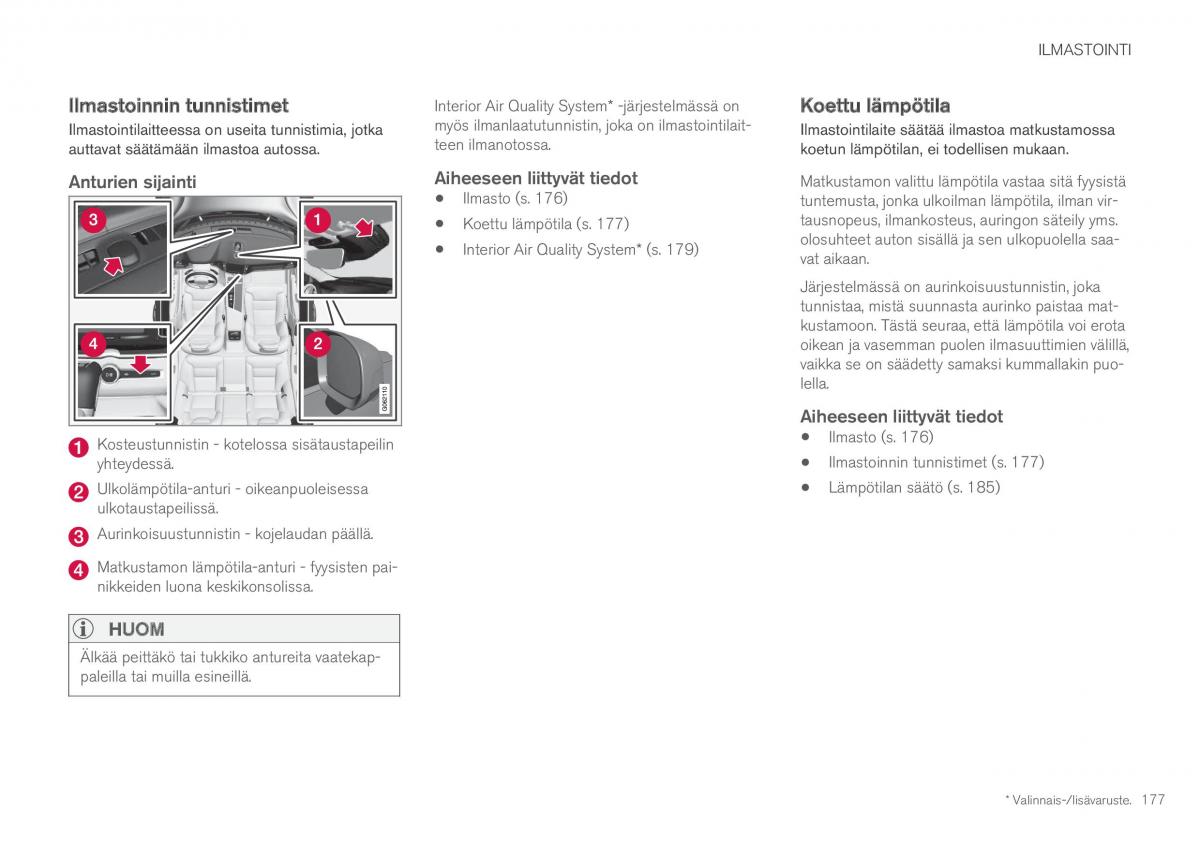 Volvo XC60 II 2 omistajan kasikirja / page 179