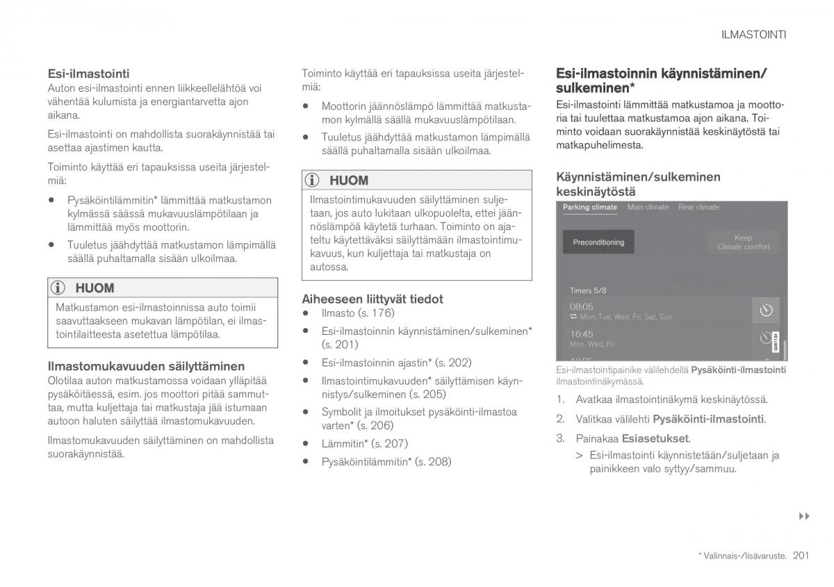 Volvo XC60 II 2 omistajan kasikirja / page 203