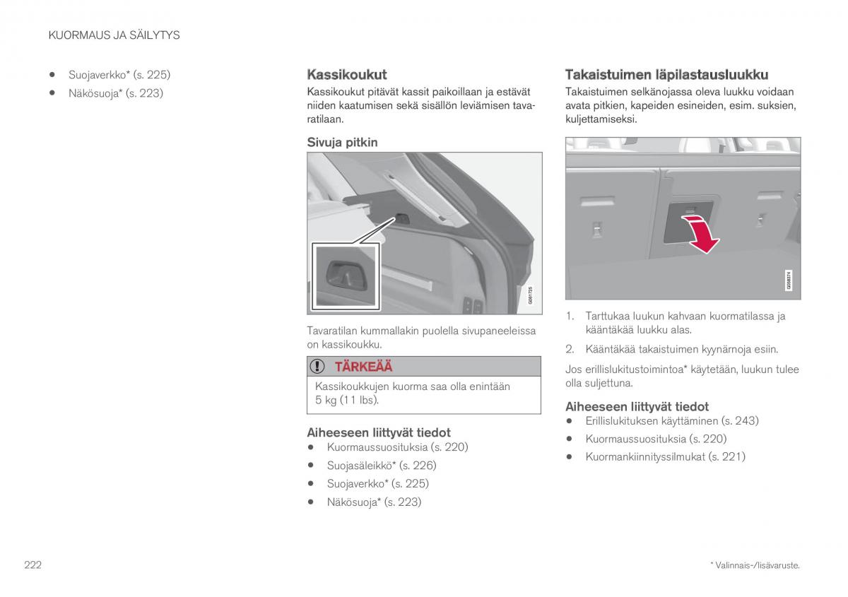 Volvo XC60 II 2 omistajan kasikirja / page 224