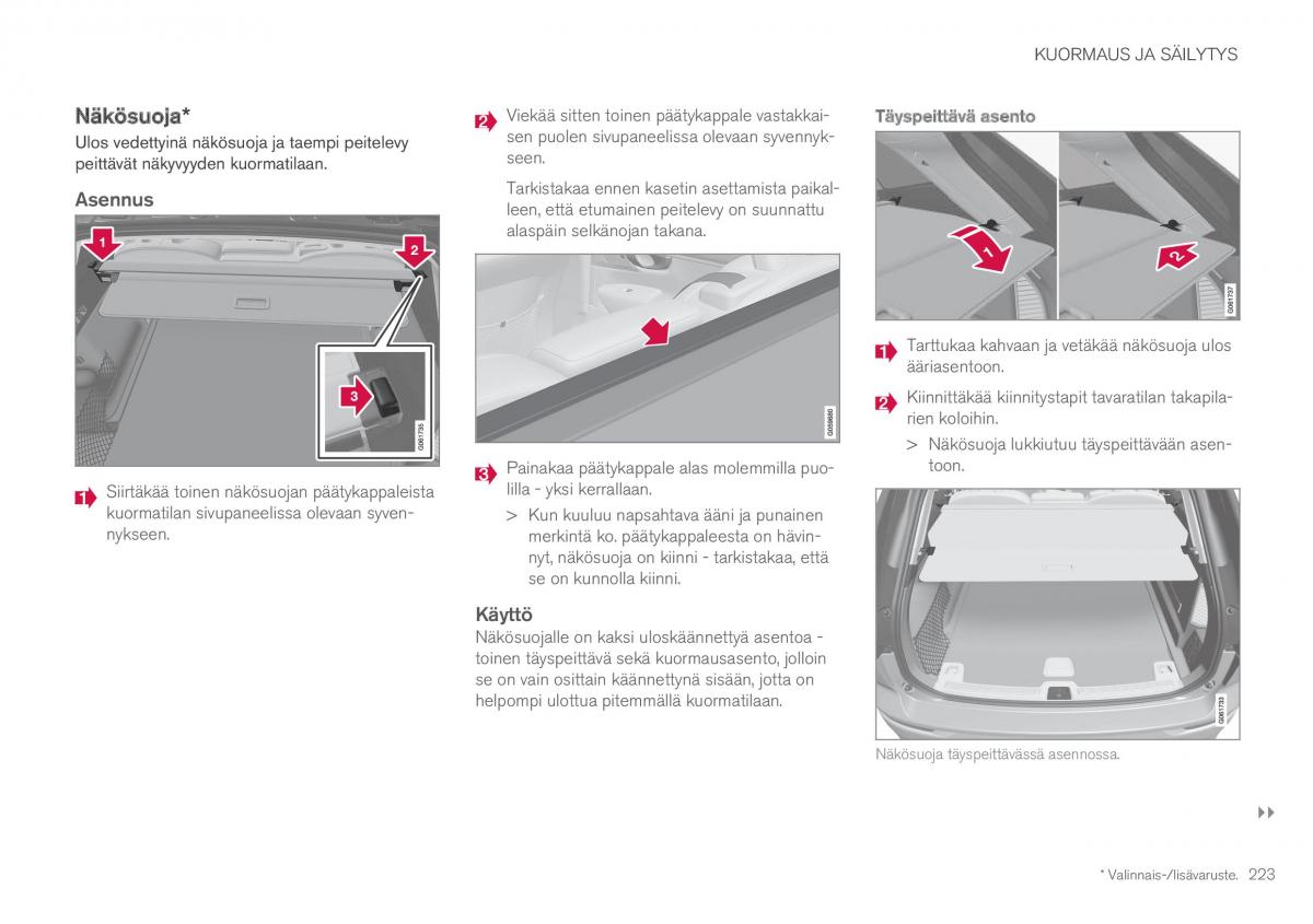 Volvo XC60 II 2 omistajan kasikirja / page 225