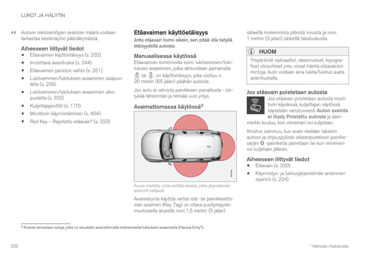 Volvo XC60 II 2 omistajan kasikirja / page 234