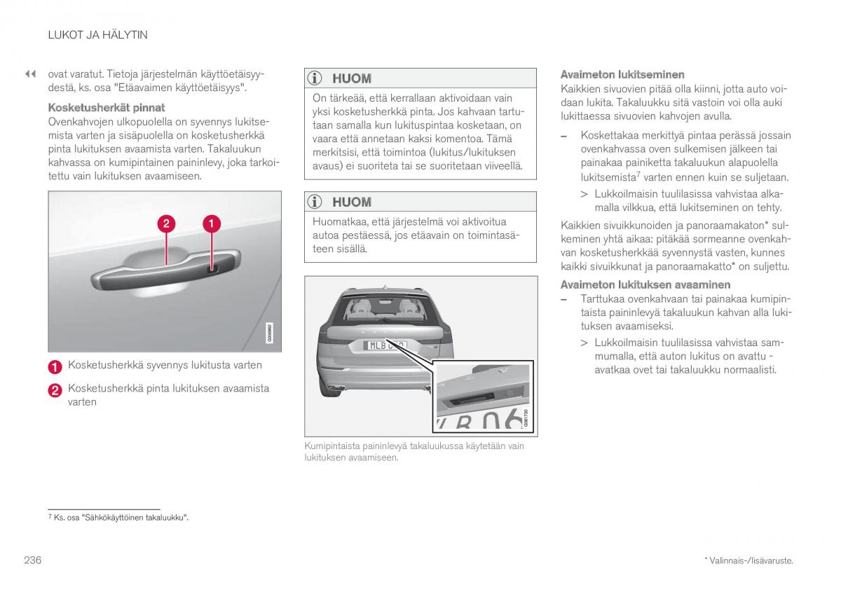 Volvo XC60 II 2 omistajan kasikirja / page 238