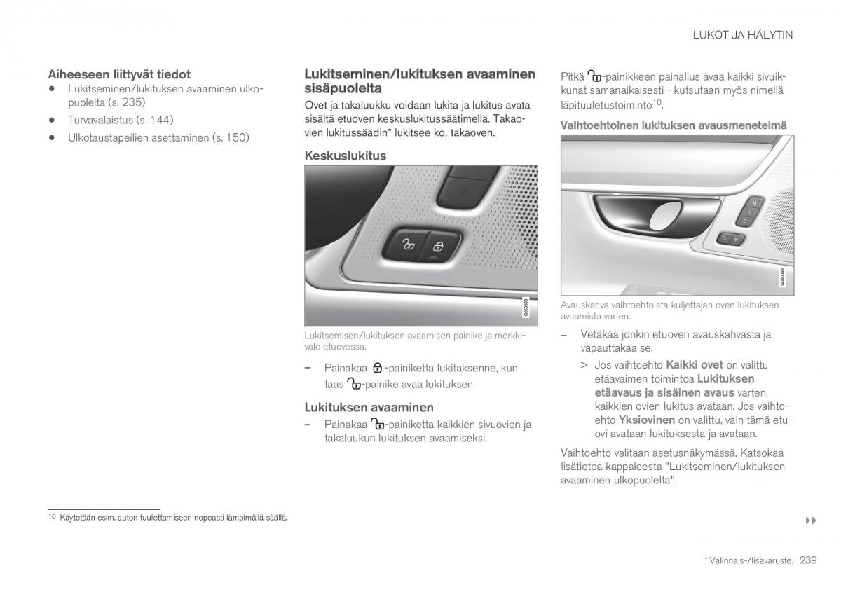 Volvo XC60 II 2 omistajan kasikirja / page 241