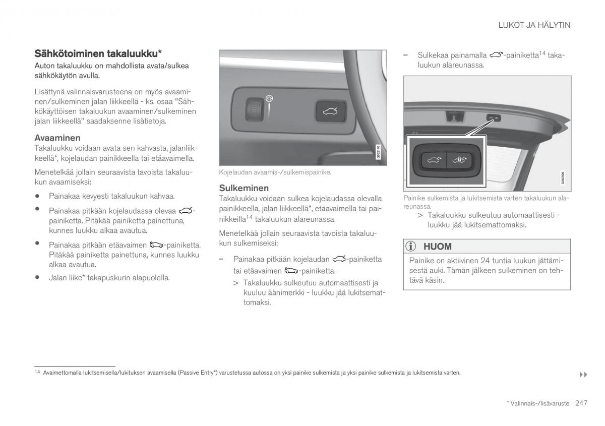 Volvo XC60 II 2 omistajan kasikirja / page 249