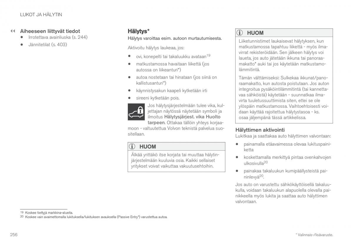 Volvo XC60 II 2 omistajan kasikirja / page 258