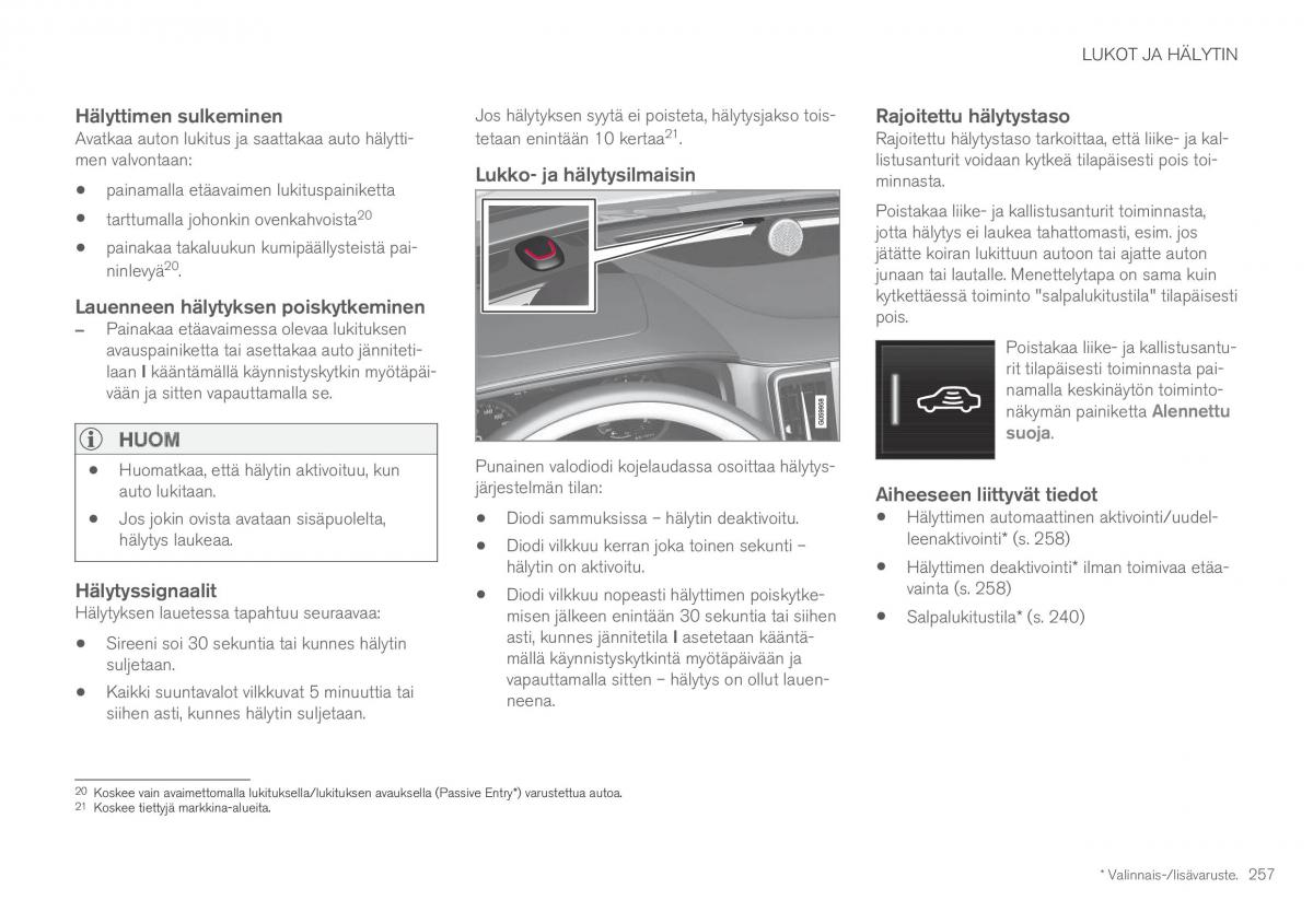 Volvo XC60 II 2 omistajan kasikirja / page 259