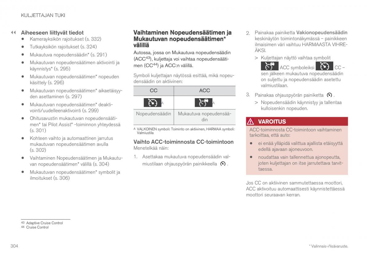 Volvo XC60 II 2 omistajan kasikirja / page 306