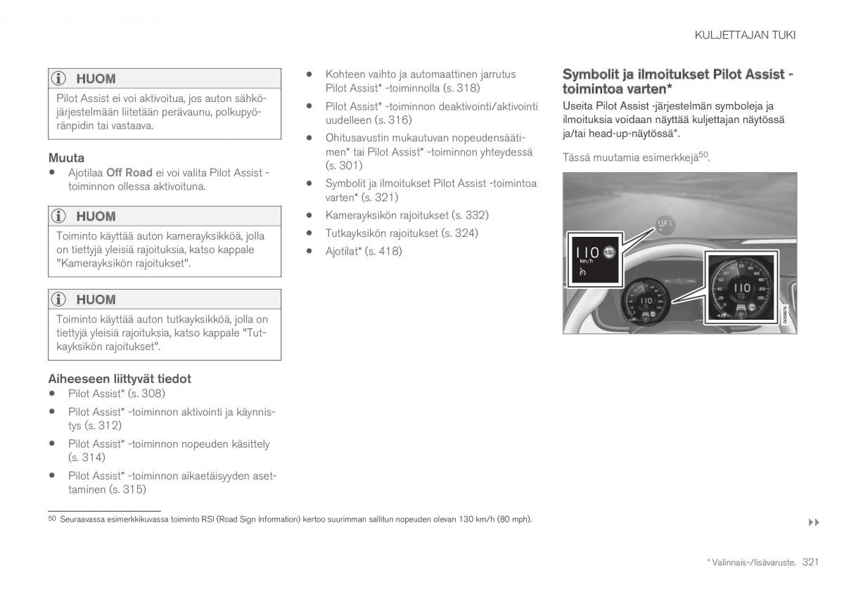 Volvo XC60 II 2 omistajan kasikirja / page 323