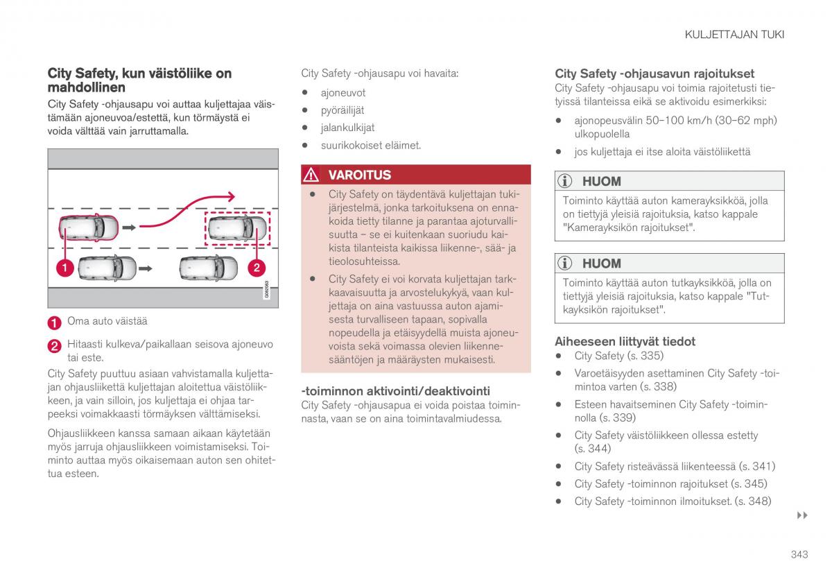 Volvo XC60 II 2 omistajan kasikirja / page 345