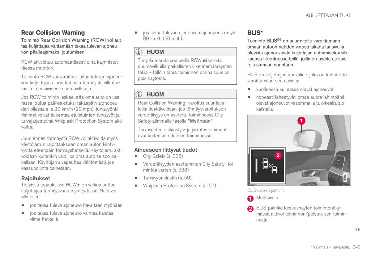Volvo XC60 II 2 omistajan kasikirja / page 351