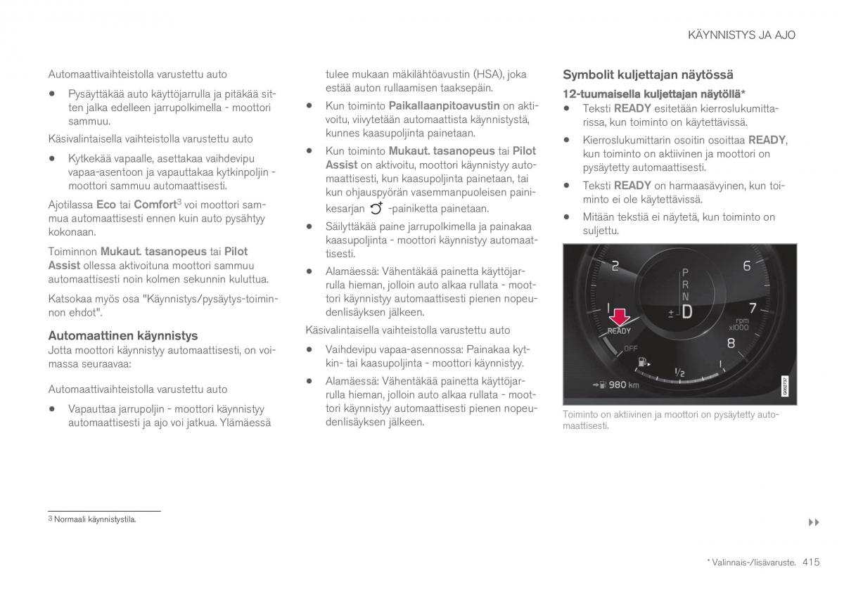 Volvo XC60 II 2 omistajan kasikirja / page 417