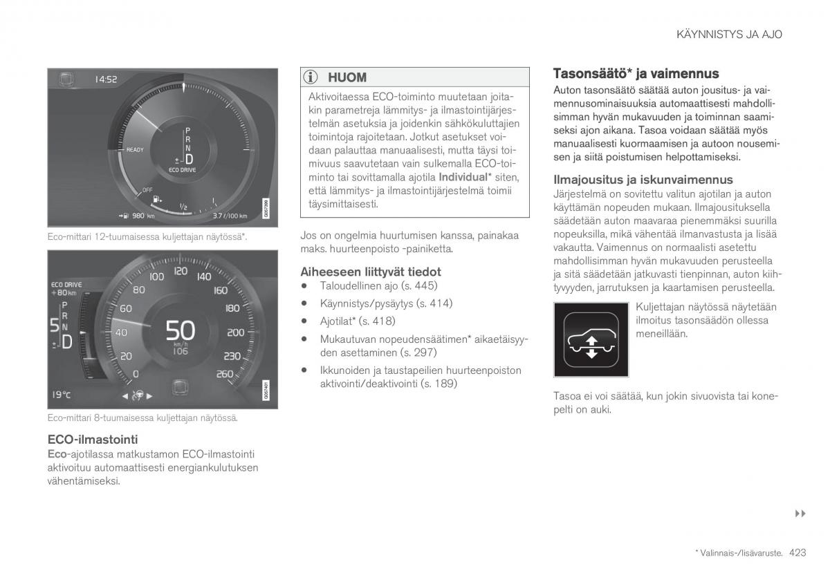 Volvo XC60 II 2 omistajan kasikirja / page 425